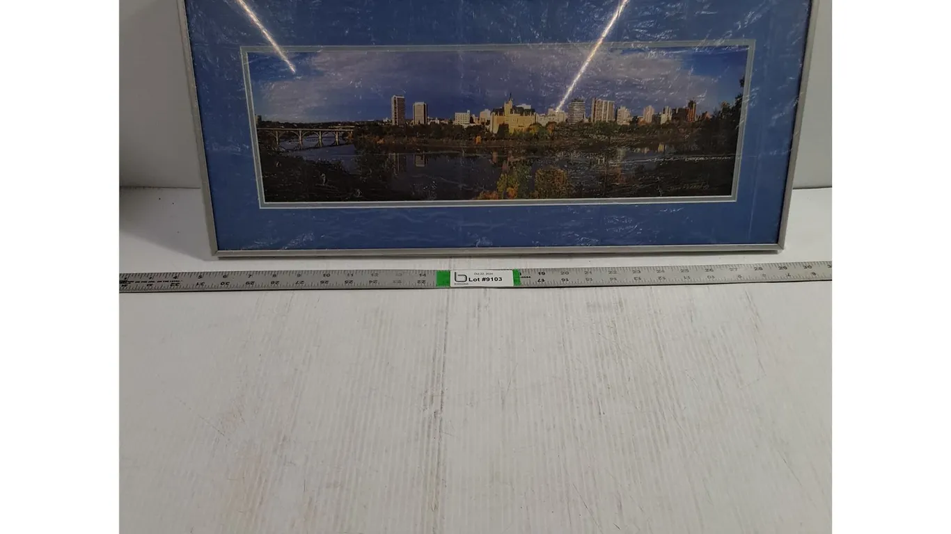 Framed Panoramic Print of Saskatoon Skyline-24"x11"