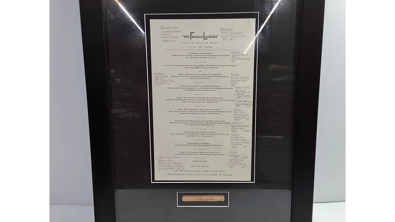 Framed Chef's Tasting Menu from The French Laundry 2004-19"x23"