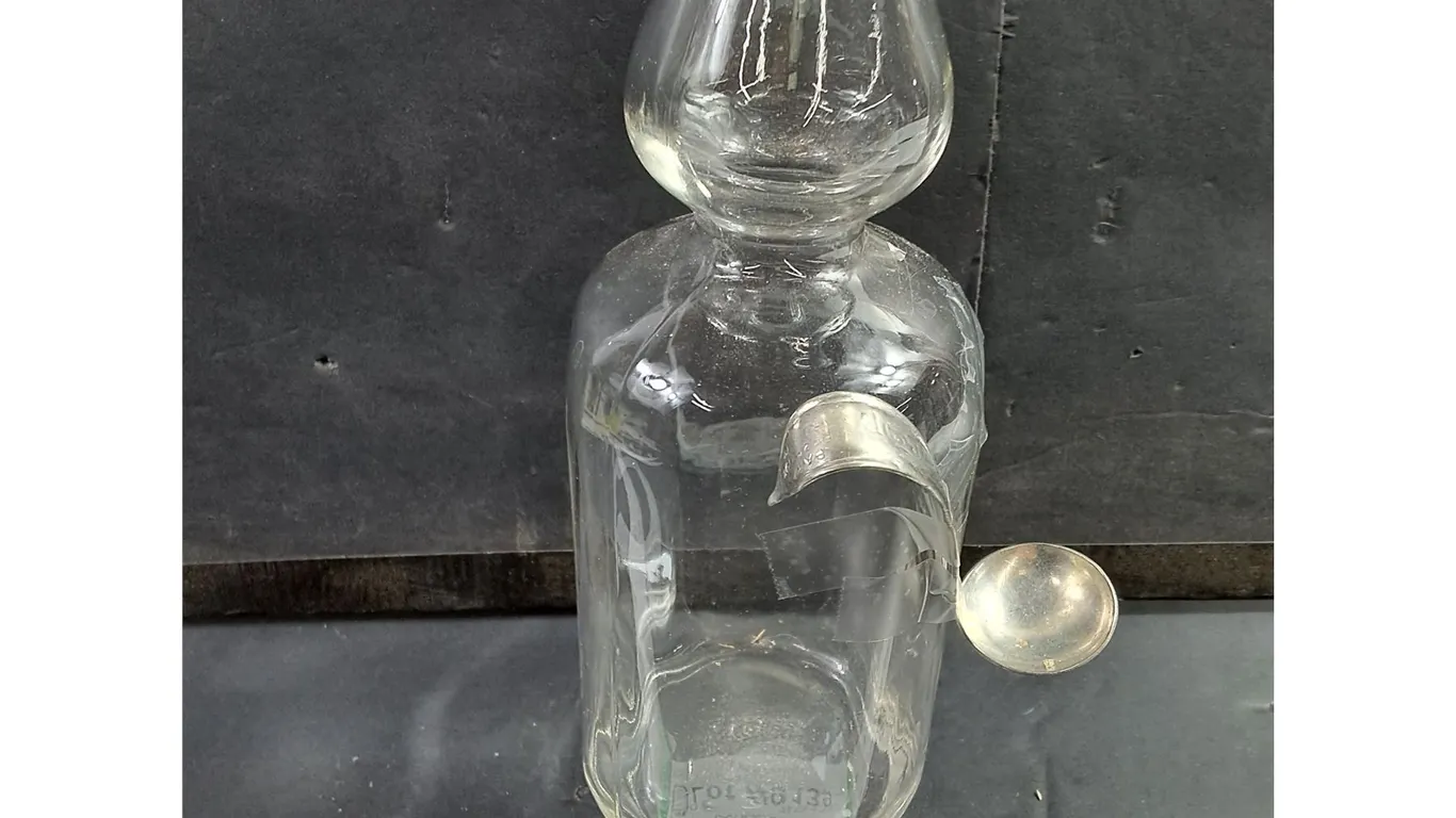 Vintage Cream Top Milk Bottle with Spoon