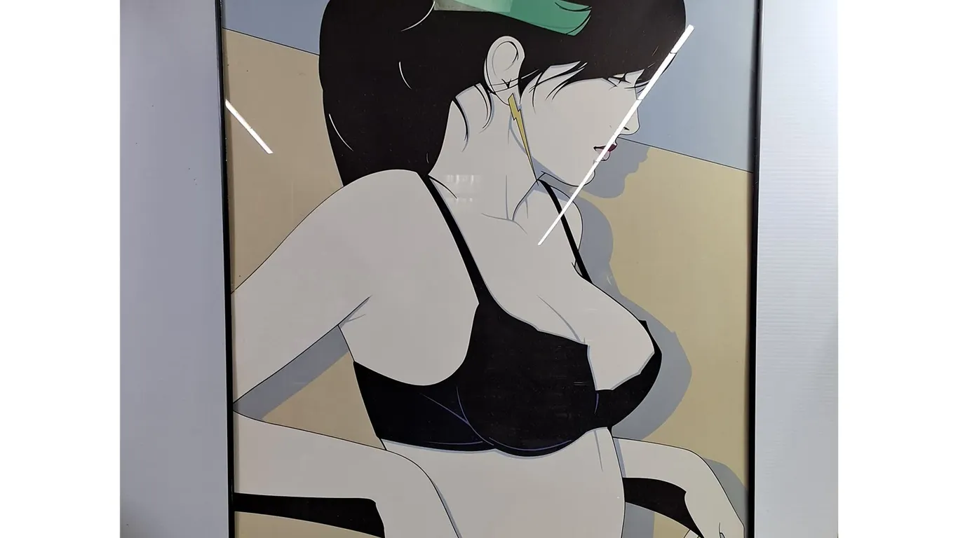 Framed Artwork Print From Playboy Portfolio Series-Artist Patrick Nagel-24"x36"-small crack in corne