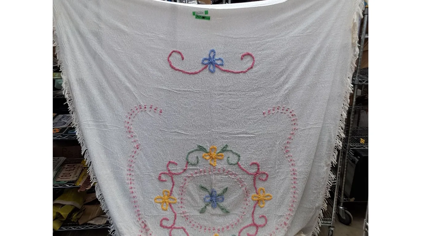 Vintage Chenille Bed Spread 74 1/4" x 90"