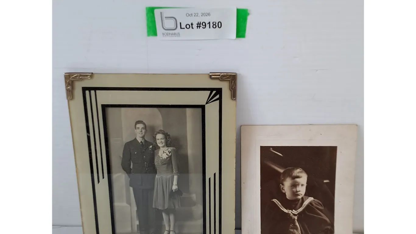 (2) Vintage Black & White Photographs, 1 in Art-Deco Frame