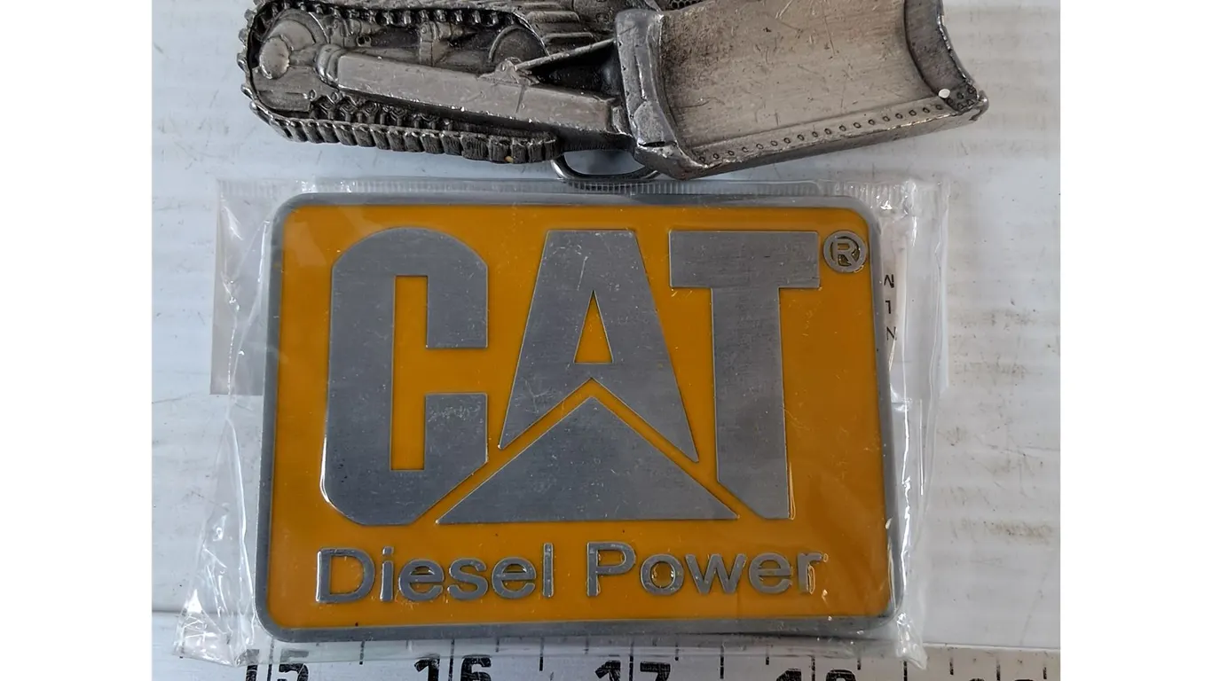(2) Belt Buckles, CAT Diesel Power and Bergamot Brass Works