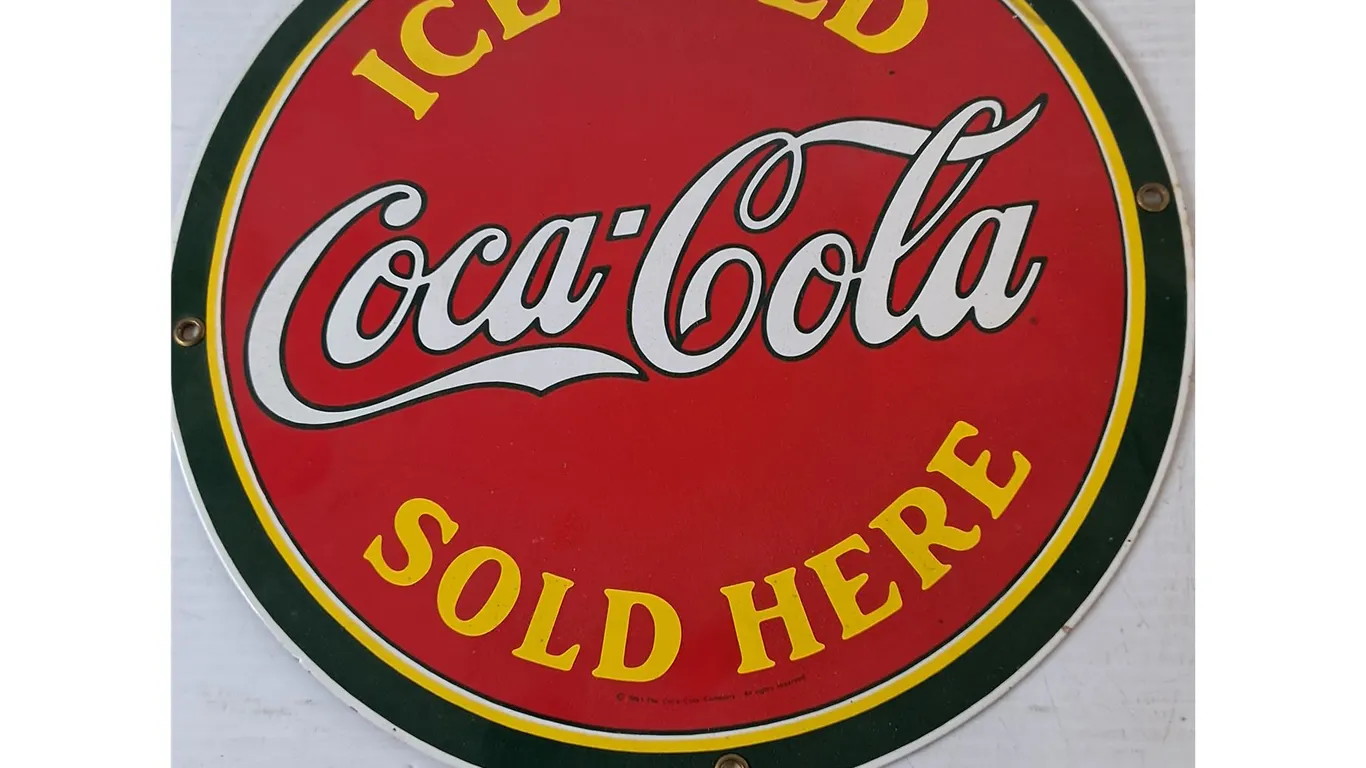 Ice Cold Coca Cola Served Here Circular Sign