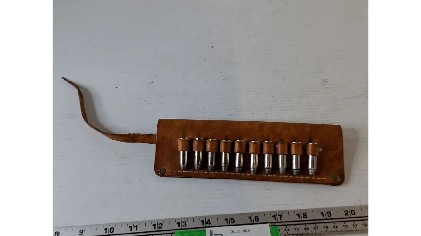 *^Brown Leather Cartridge Belt Slide, (10) .38 Special Rounds No Shipping, PAL Required
