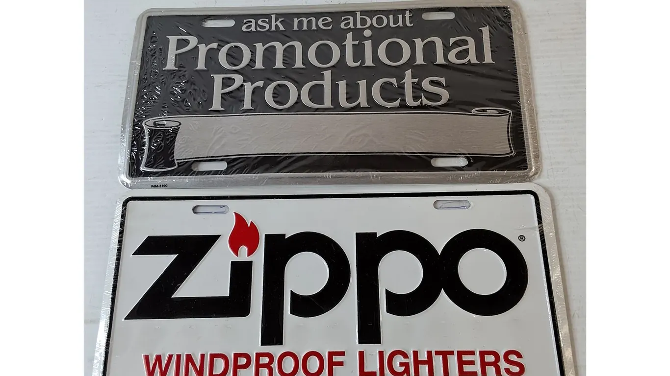 (2) Licence Plates- Promotional Products and Zippo Lighters