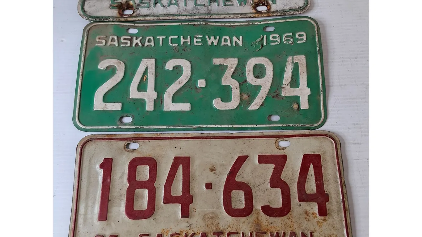 (3) License Plates- Saskatchewan 1968, 69, 75
