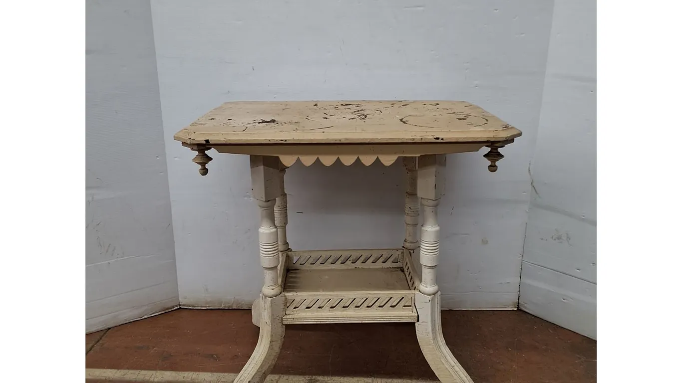 *Vintage Wooden Parlour/Side Table With Wheels 30"x22"x30" (cannot ship)