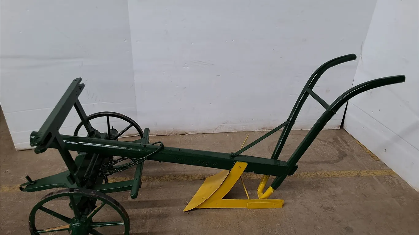 *Showpiece Wooden Wheeled Walking Plow 51"x27"x25" (cannot ship)