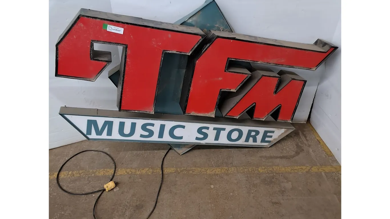 *TFM Music Store Sign 54"x36" Powers On Cannot Ship