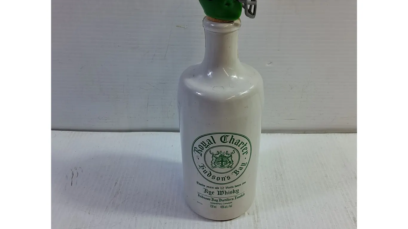 Vintage Ceramic Decanter Featuring 1989 Grey Cup Winners Saskatchewan Roughriders
