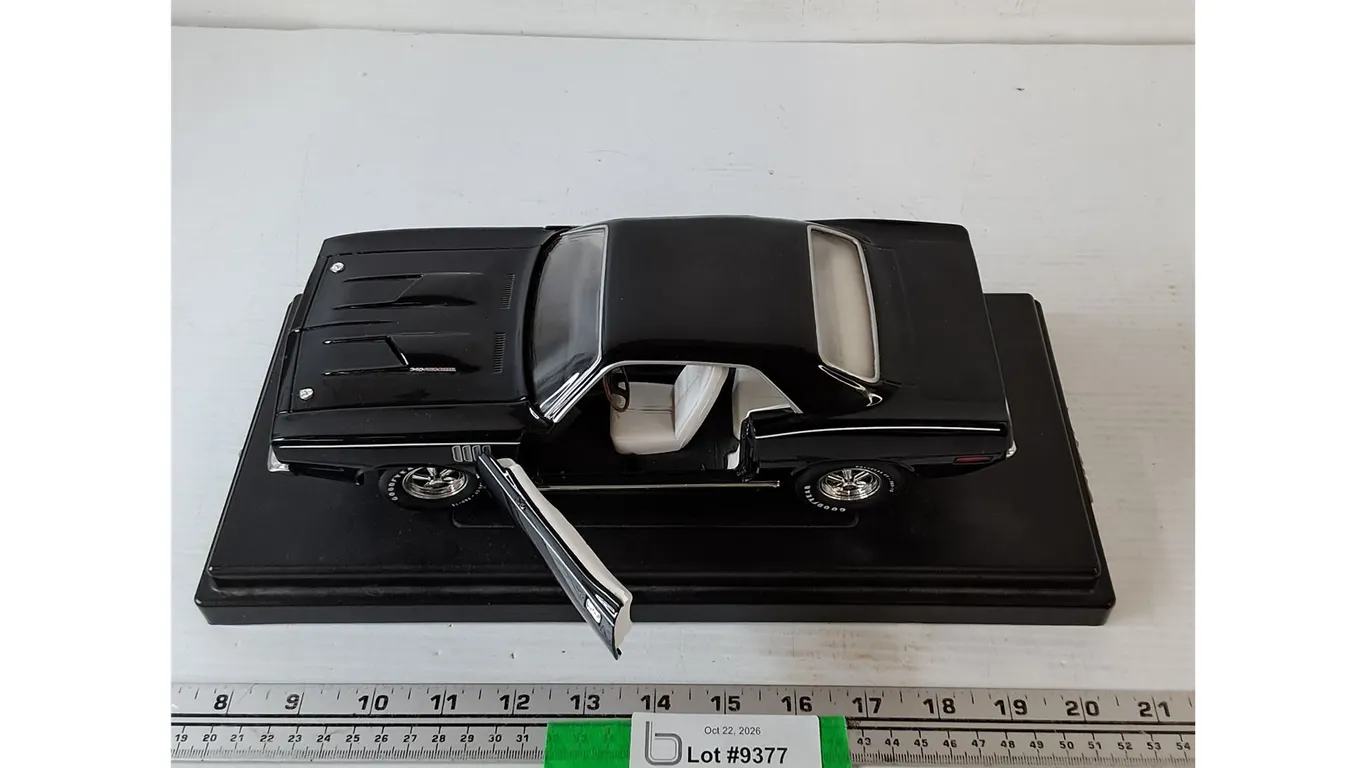 1970's Black Plymouth Barracuda Metal Scale Model On Stand From Phantasm Movie