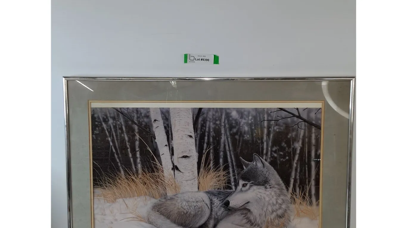 Solitude - Grey Wolf Framed Painting Print by BZ Del Mar, 28 1/2" x 22 1/4"