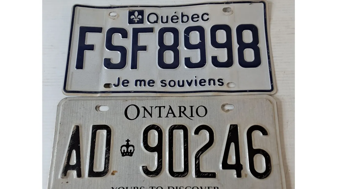 (2) License Plates, Ontario and Quebec