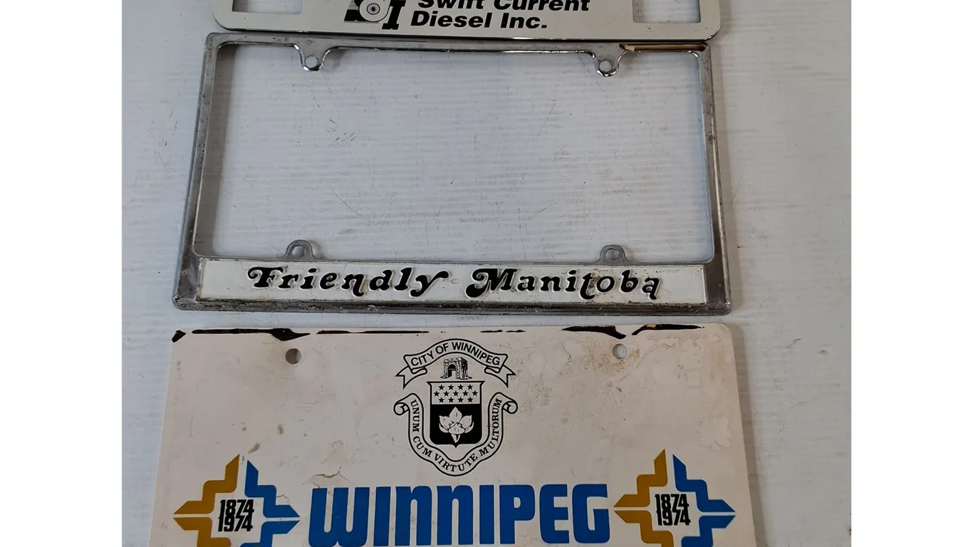 (1) License Plate, (2) Plate Covers, Winnipeg, Manitoba, Swift Current Diesel Inc