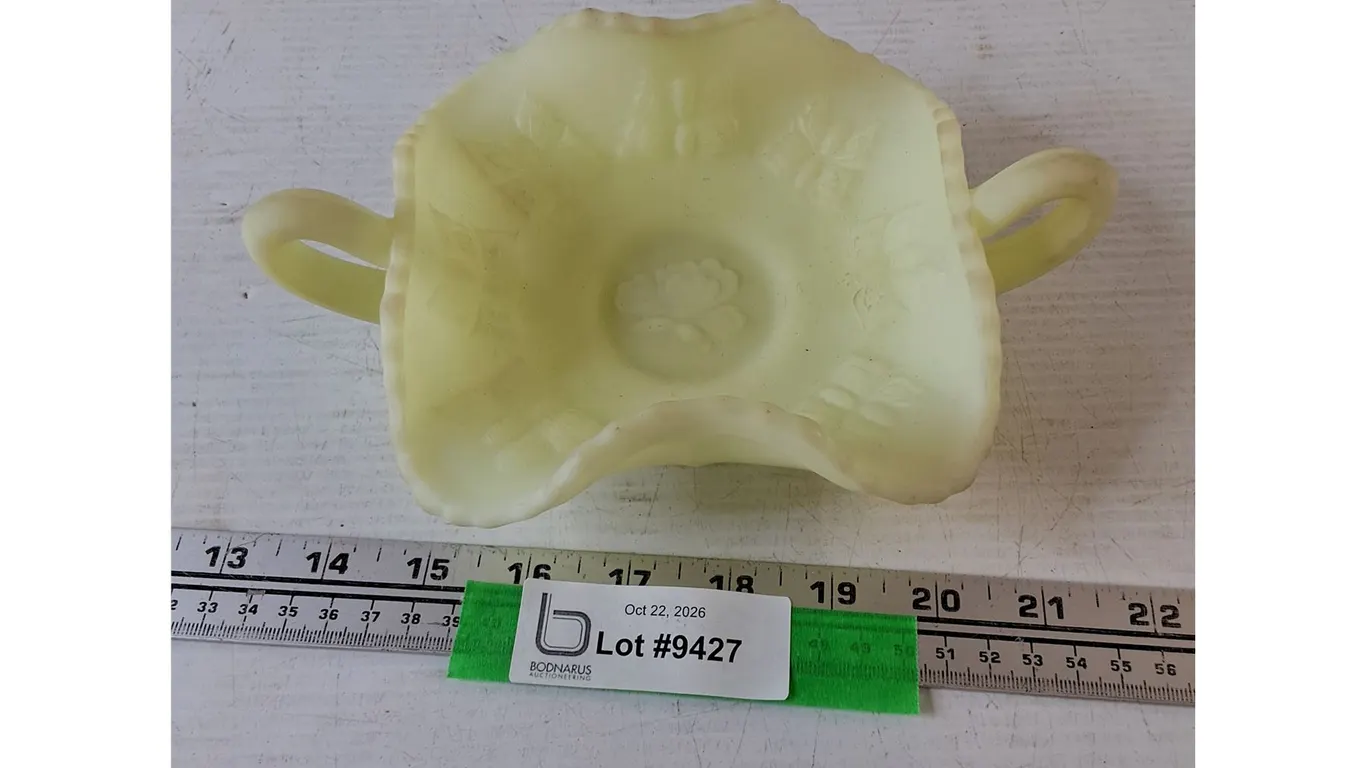 Fenton Yellow Custard Satin Uranium Glass Dish