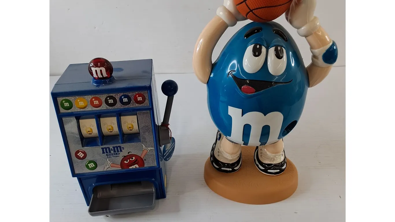 M&M Slot Machine and Blue M&M Dispensers