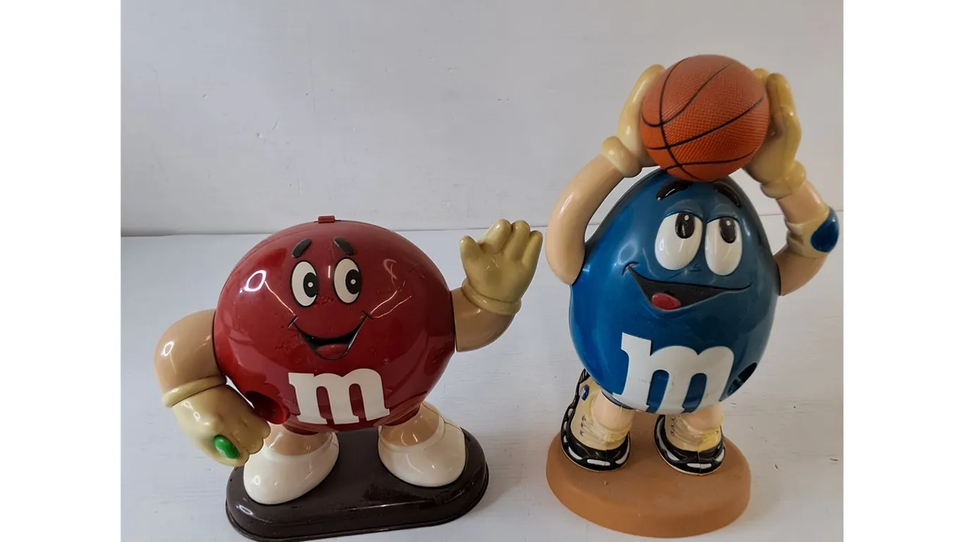 Classic Red M&M and Basketball Blue M&M Dispensers