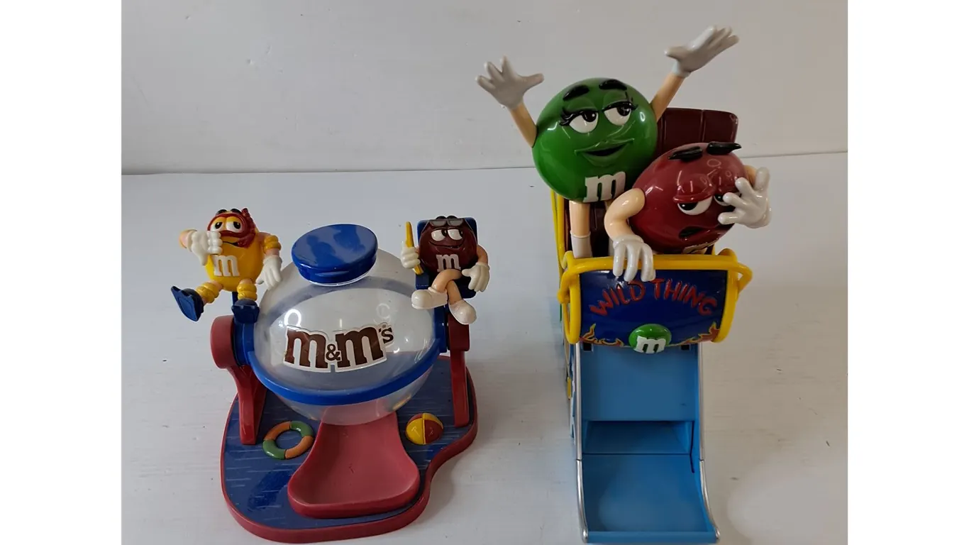 Red & Yellow M&M and Green & Red M&M Roller Coaster Dispensers