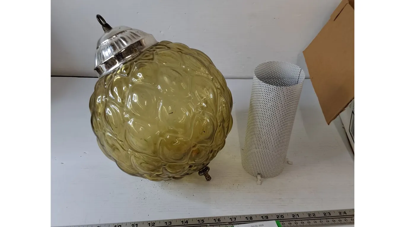 Amber Glass Globe Hanging Lamp Cover, Tent Stove Chimney Pipe Mesh