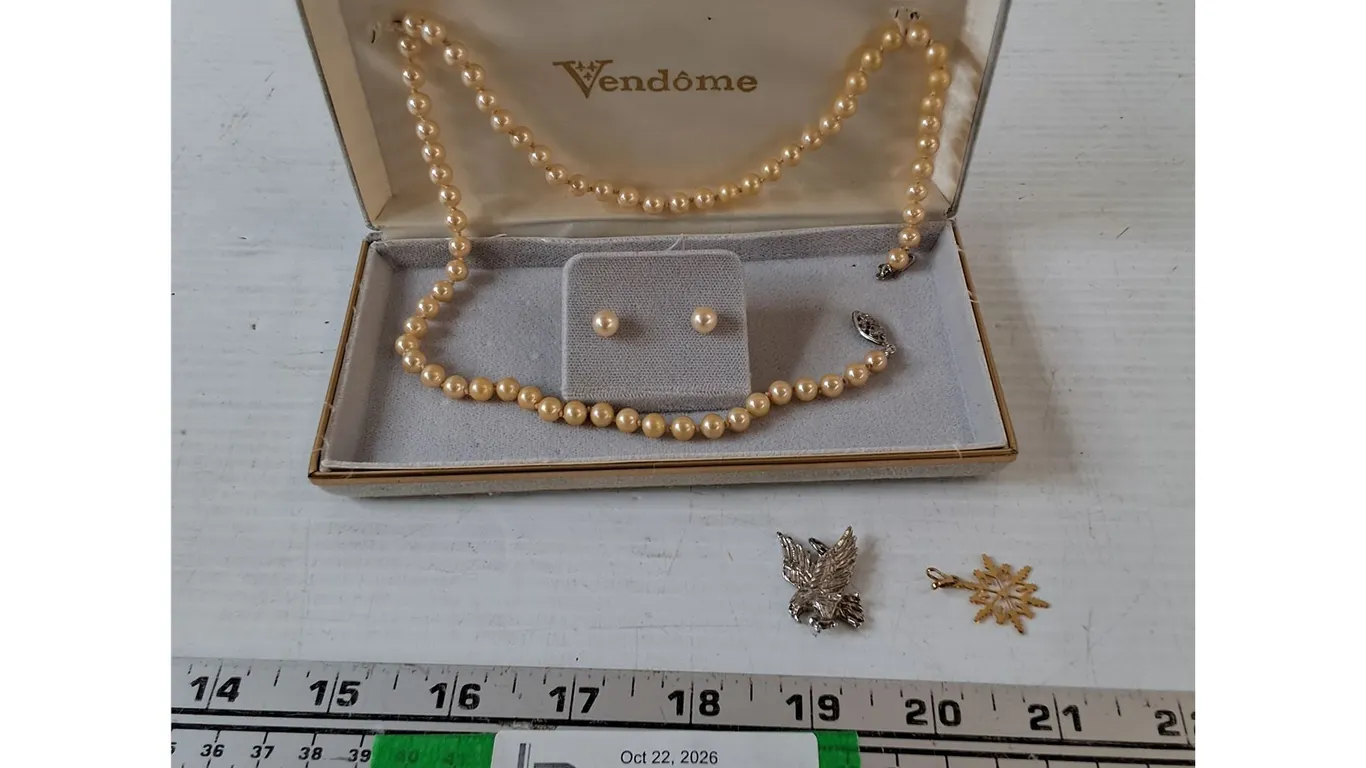 Vendome Pearl Necklace, Pair of Earrings, (2) Necklace Decorative Pendants