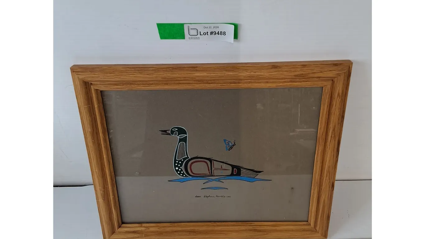 First Nations Styled Painting of Duck by Stephanie Kewistep , 2011 15 1/2" x 12 1/2"