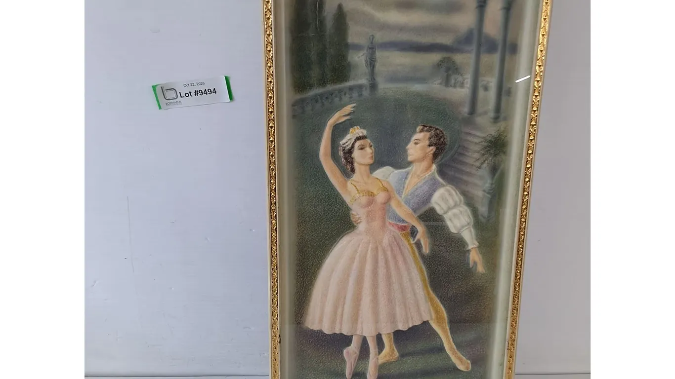 Framed Artwork of Couple Doing Ballet, 9 3/4" x 20 1/2"