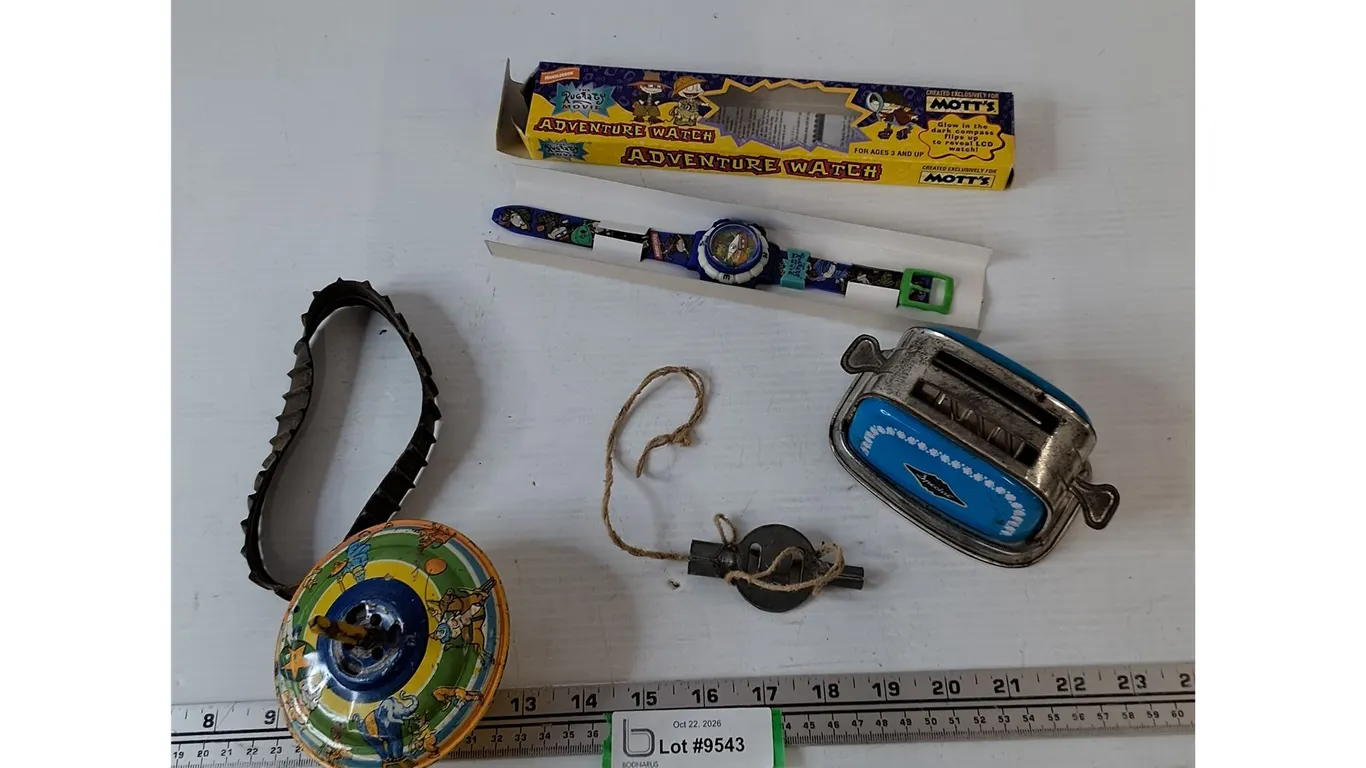 Rugrats Adventure Watch NIB, Metal Spinning Top and Toaster Toy, Toy Tread, Misc