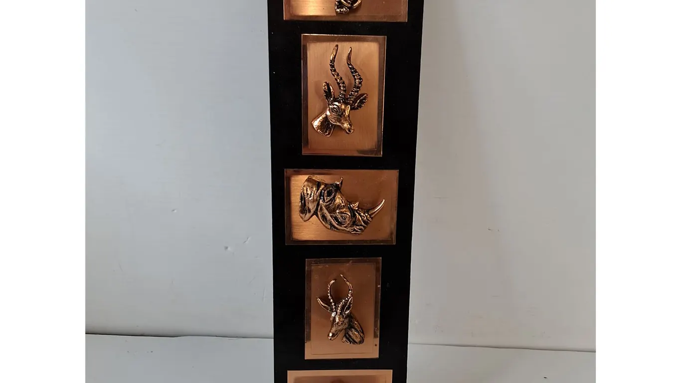 Metal Animals of Africa Busts Wall Art, Elephant, Gazelle, Lion, Rhino, Antelope