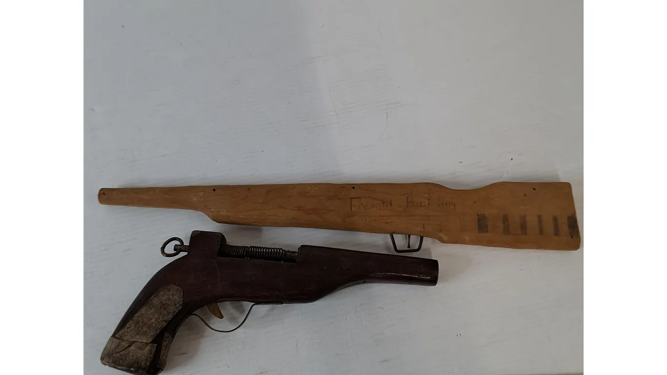 (2) Handmade Wooden Toy Guns Cannot Fire As-Is