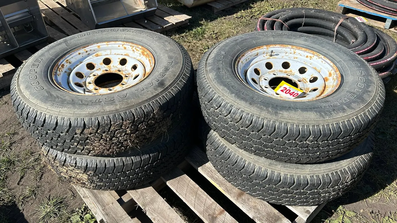(4) Cooper Discovery Trailer Tires, 8-Bolt Rims, LT 235/85R16