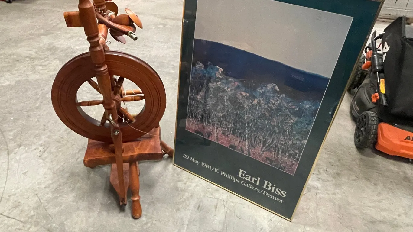 Spinning Wheel and Picture in Frame