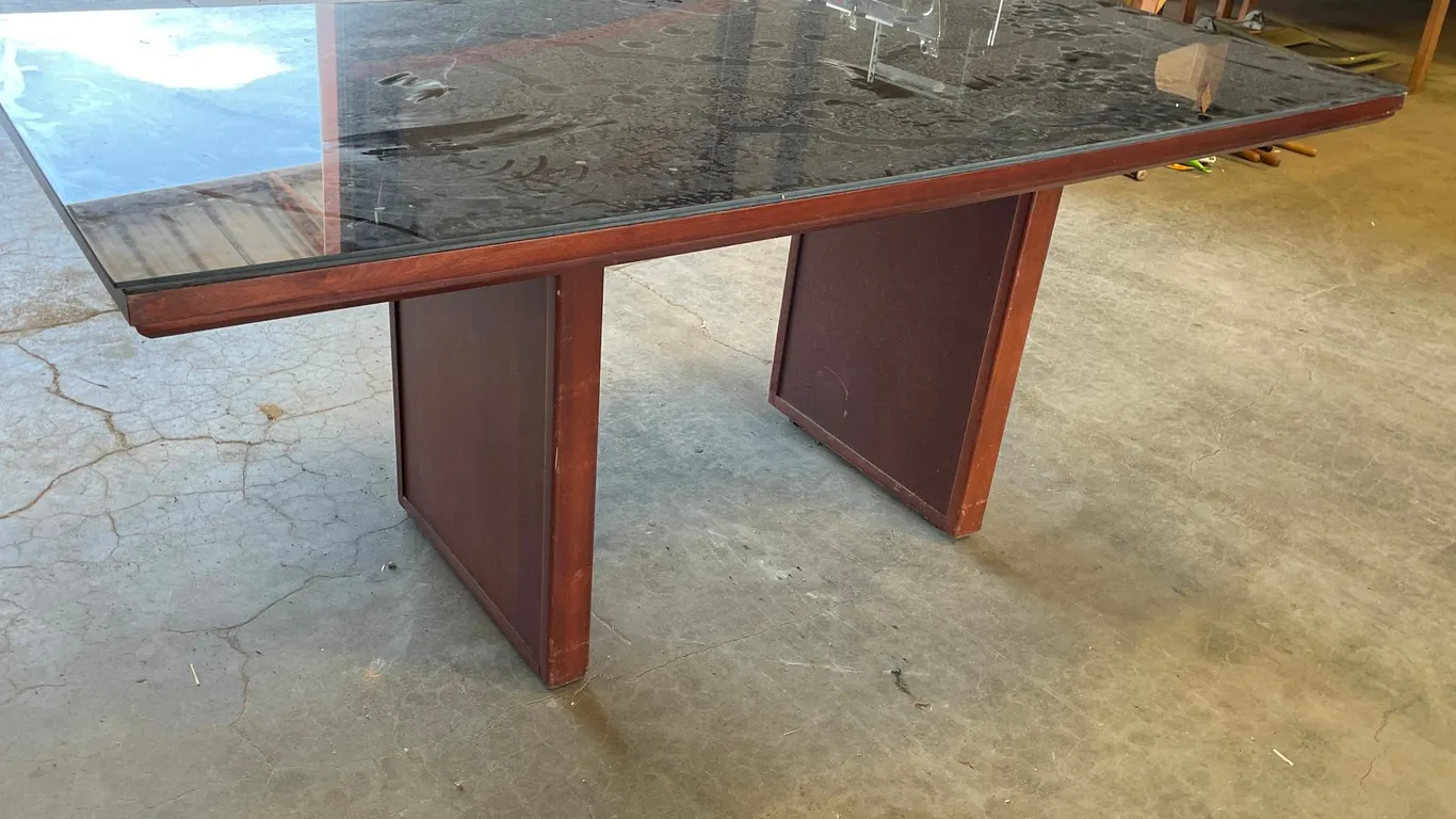 Wood and Glass Conference Table