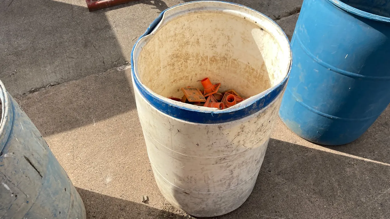 Drum of Rebar Safety Caps