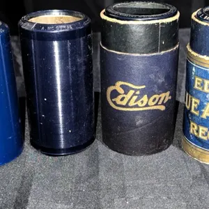 Six Edison Blue Amber Records Cylinders Early 1900s, Various Titles and Performers