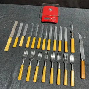 Yellow Bakelite Handle Cutlery Set with Starfrit Digital Kitchen Scale