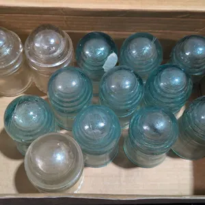 13 Glass Insulators, 3 Clear and 10 Blue, Dome Top and Skirted Varieties
