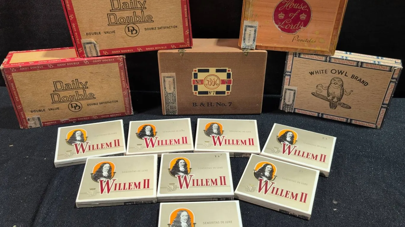 10 Vintage Cigar Boxes White Owl, House of Lords, Daily Double, B&H No. 7, Willem II