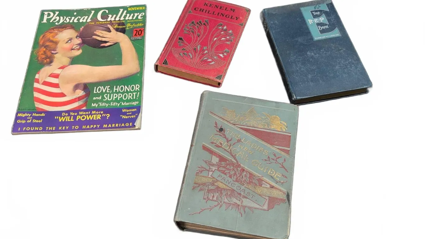 Four Vintage Books: The Ladies' New Medical Guide, R.E.P. Book, Kenelm Chillingly, Physical Culture