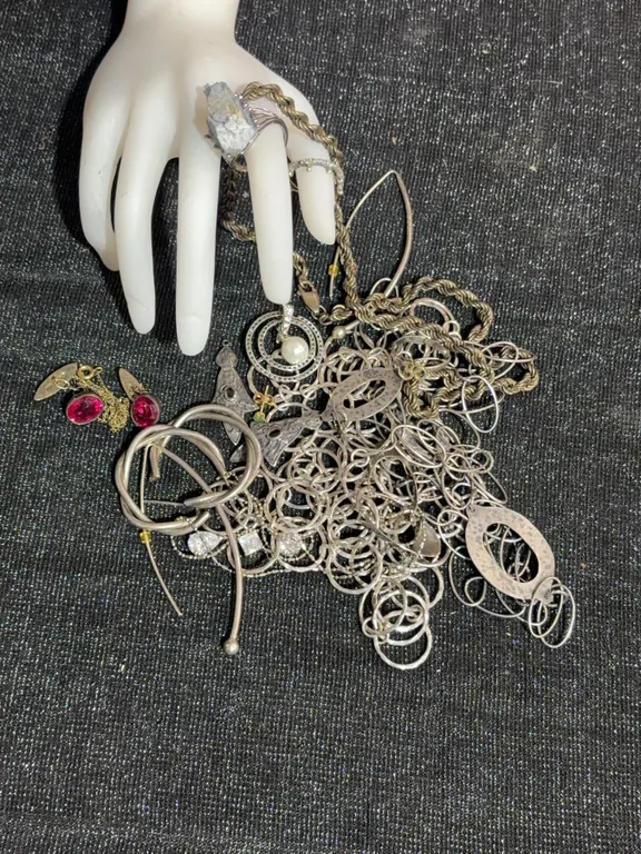Precious Metals Lot- Sterling, 10K, 875 Silver , Emeralds- WEIGHT IN DESCRIPTION