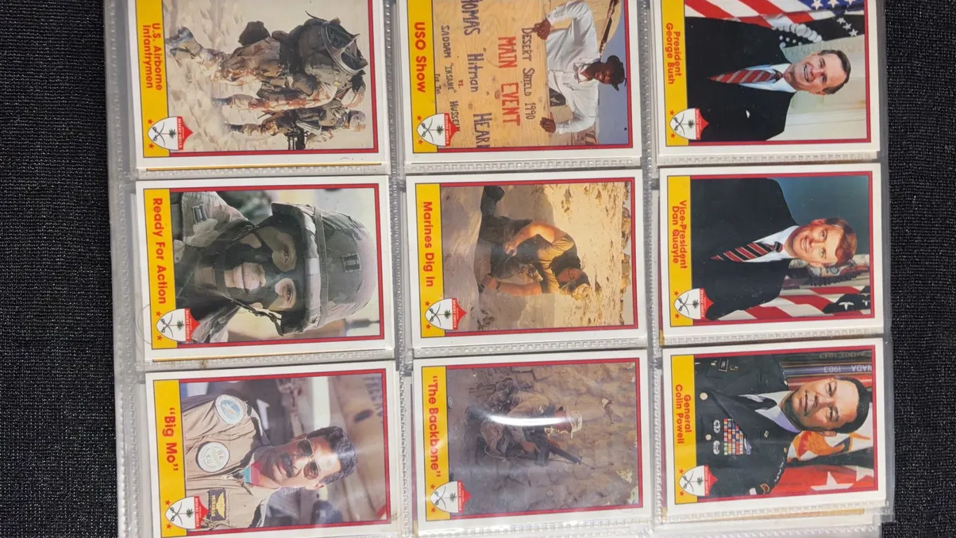 Binder of Sports and Desert Storm Trading Cards, Mix of Hockey and Military Sets