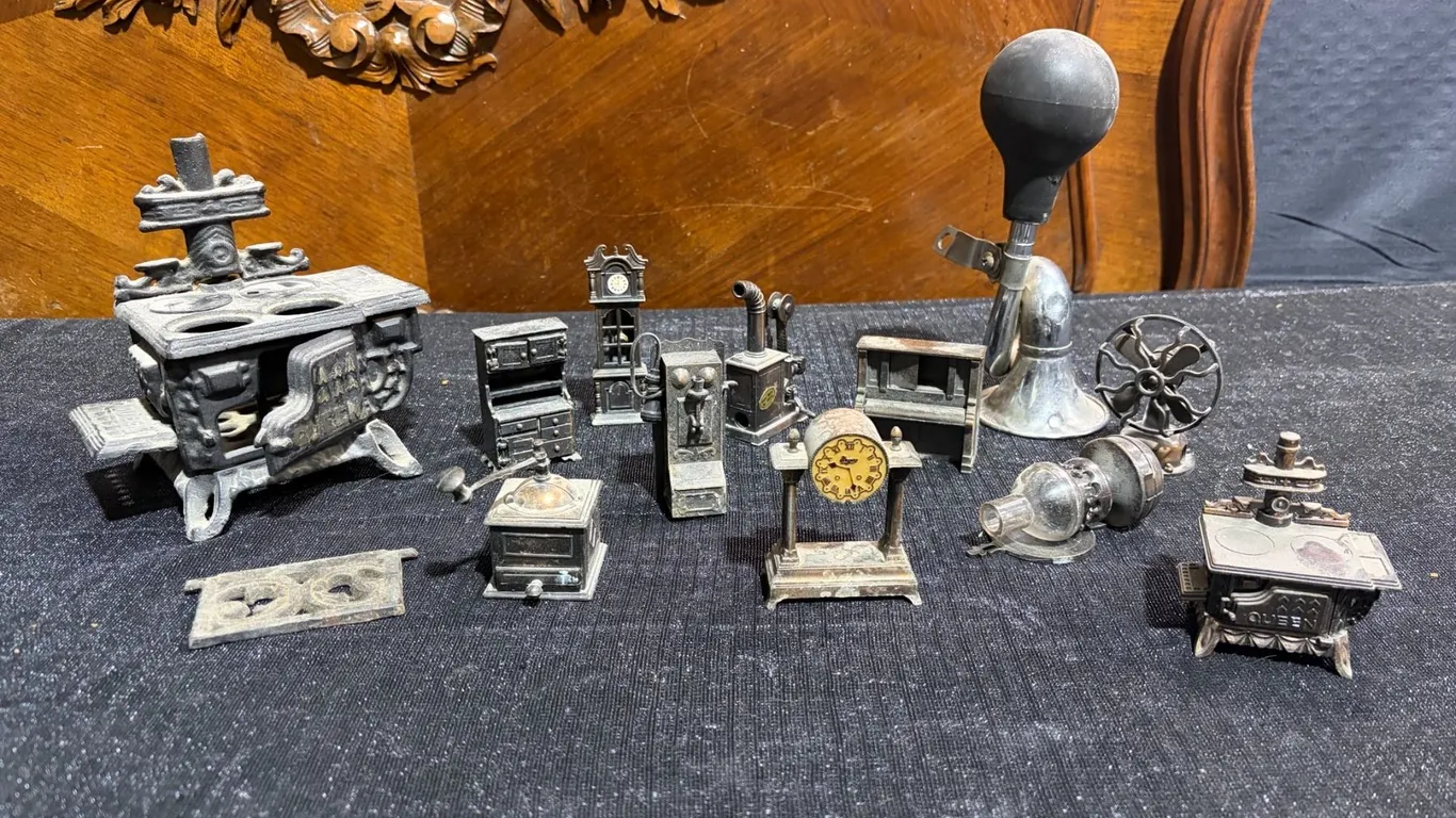 Miniature Metal Kitchen and Household Items with Bicycle Horn