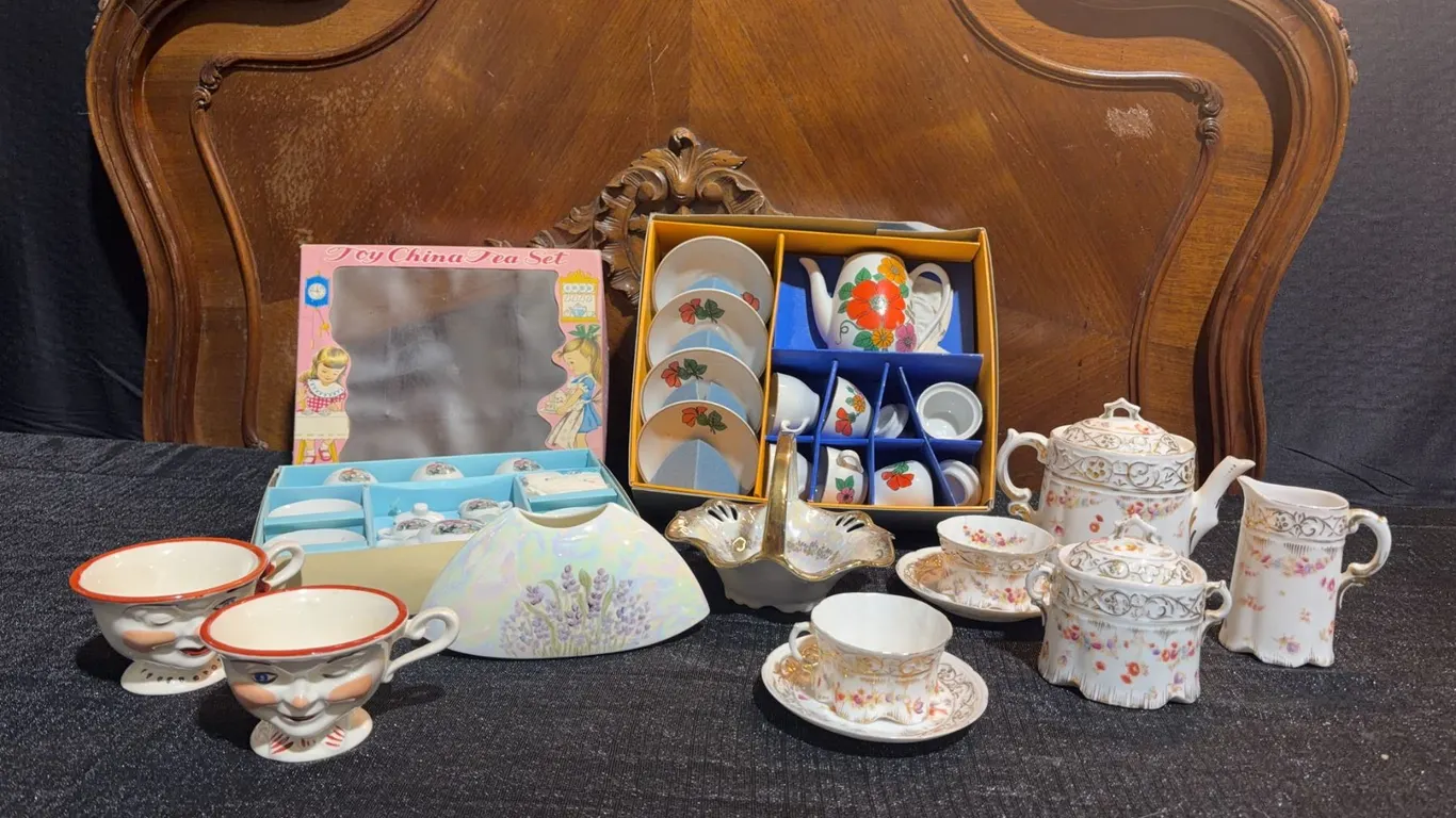 Miniature Tea Sets and Face Cups, 3 Boxed Sets, Novelty Porcelain