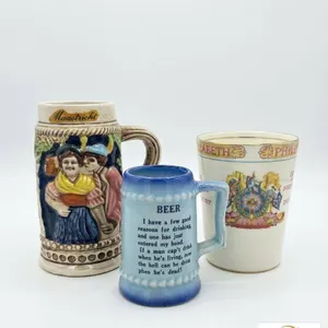 Three Ceramic Beer Steins and Commemorative Mug