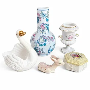 Ceramic Tableware Group Including Swan, Deer, and Vase