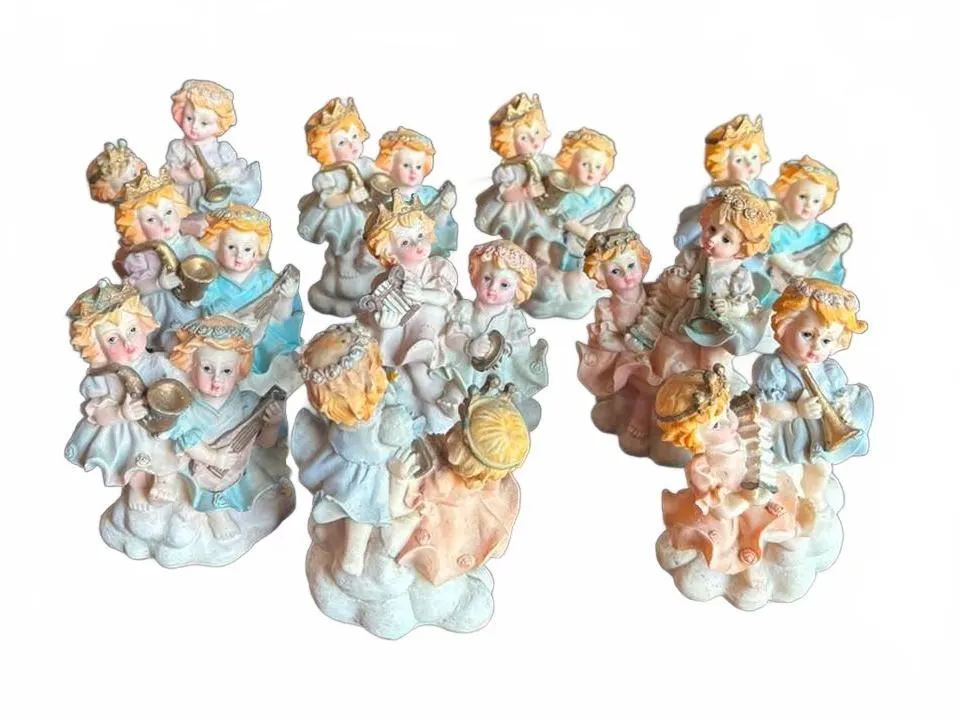 13 Porcelain Angel Figurines with Musical Instruments and Crowns