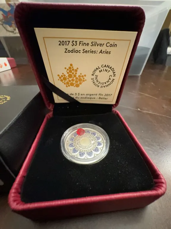 2017 $3 Fine Silver Coin Zodiac Series Aries Royal Canadian Mint with Swarovski Crystal