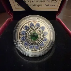 2017 $3 Fine Silver Coin Zodiac Series Libra 99.99% Pure with Swarovski Crystal