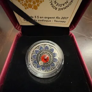 2017 Canadian $3 Silver Coin Zodiac Taurus by Royal Canadian Mint with Case and COA