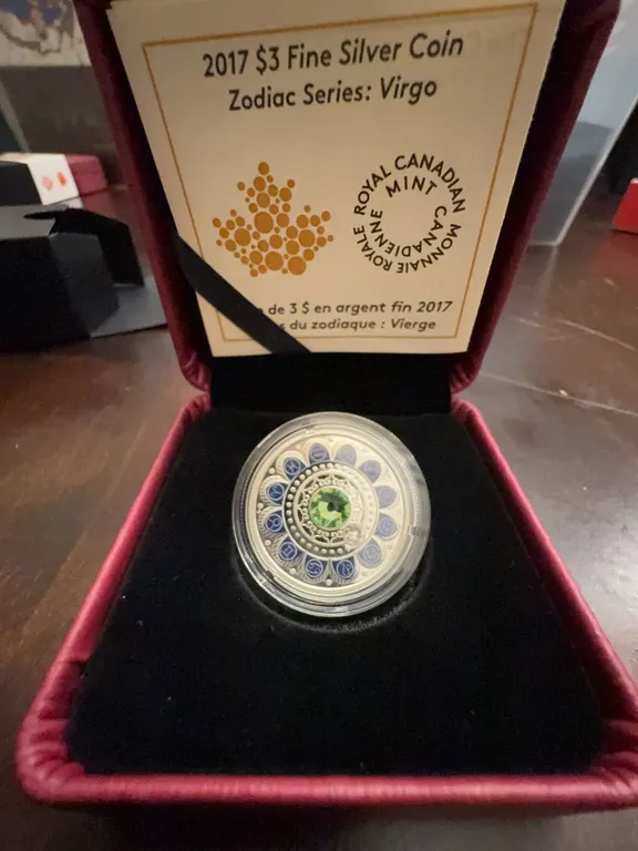 2017 $3 Fine Silver Coin Zodiac Series: Virgo with Swarovski Crystal, 27mm, Royal Canadian Mint
